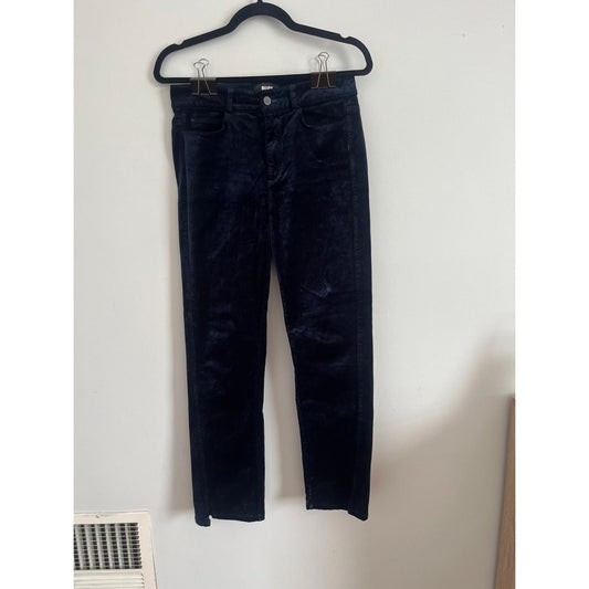 Paige Pants Women 27 Navy Velvet Straight Leg Mid Rise Classic Fit