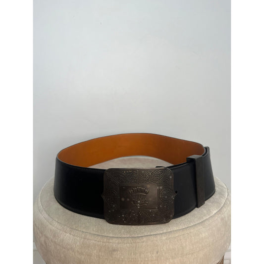 VIntage Ralph Lauren Collection Leather Belt Women M Black Western Buckle