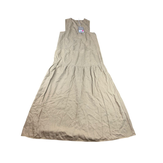 Everlane Tencel Women's Small Beige Cotton Midi V-Neck Tiered Dress