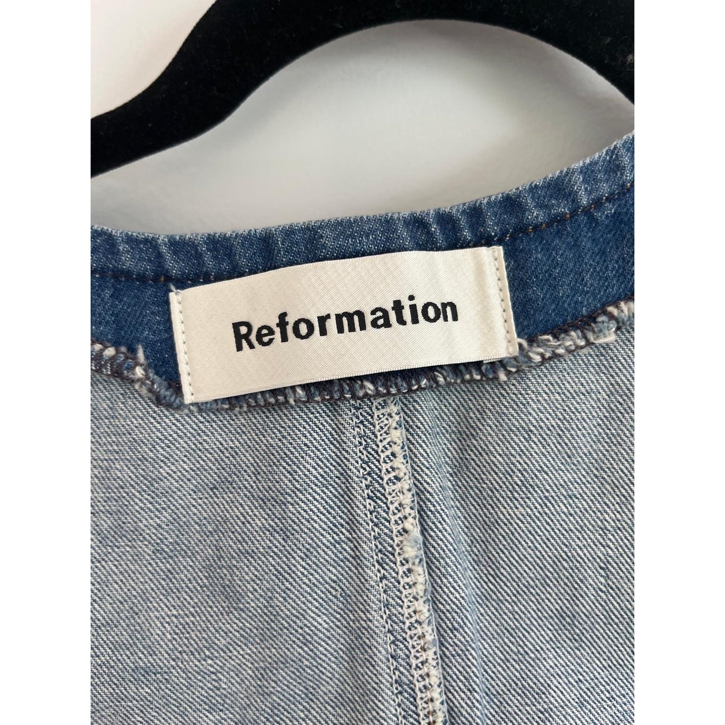 Reformation Denim Crop Top Women 0 Blue Square Neck Corset Stitch Tank