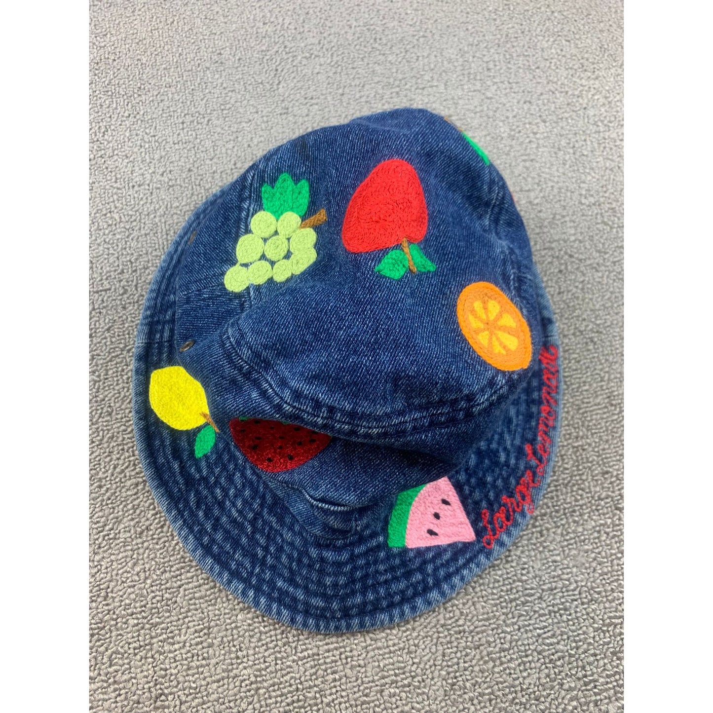 Unbranded One Size Blue Denim Fruit Bucket Hat Casual Retro