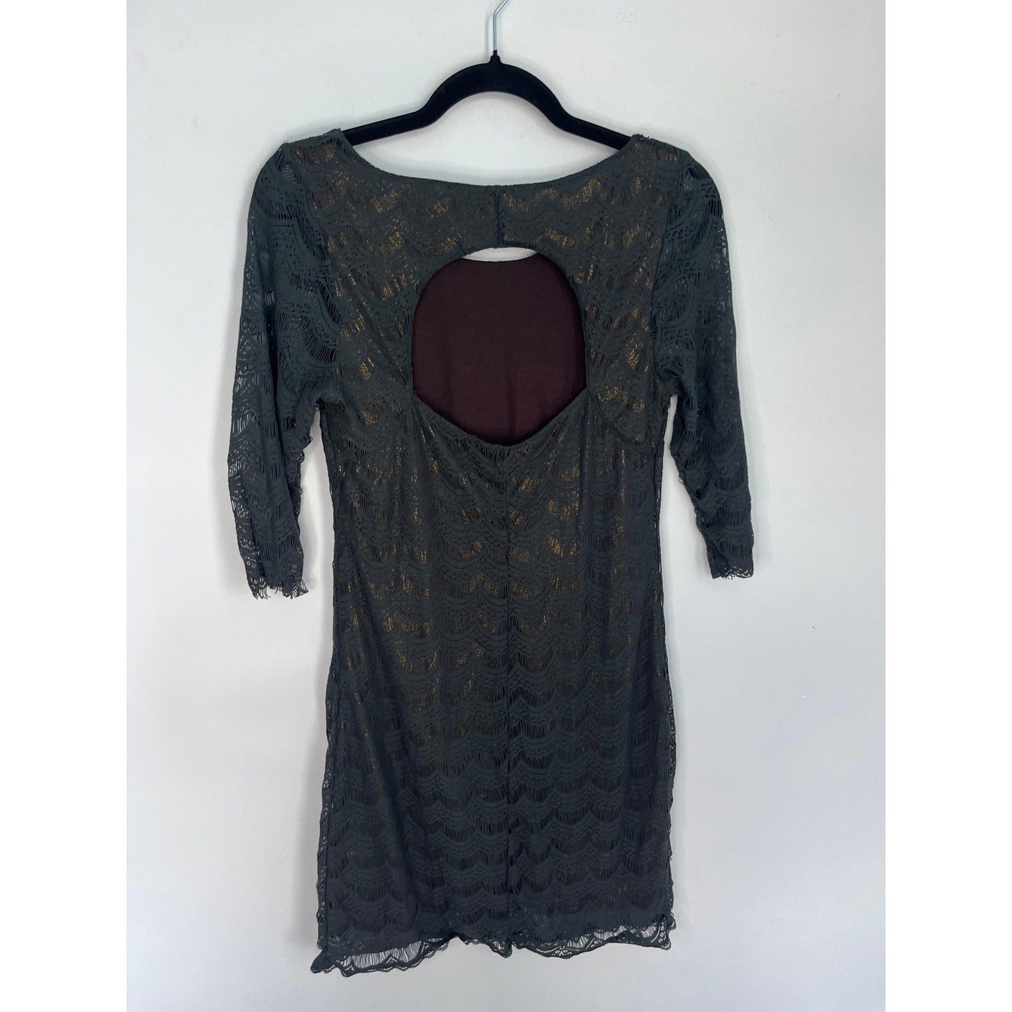 Free People Lace Overlay Dress Women Medium Black Bodycon Gothic