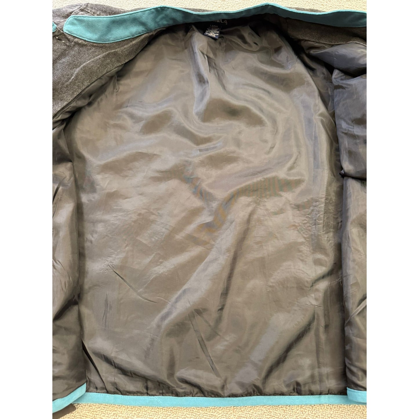 DENIM&CO Women's Large Charcoal Embroidered Denim Jacket