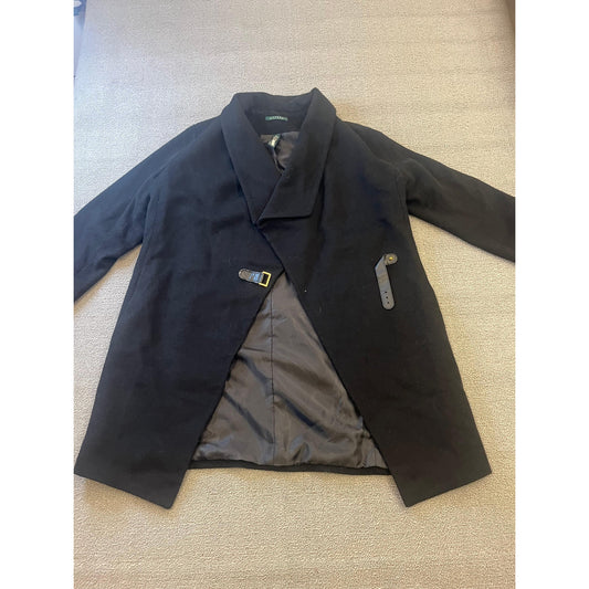 Lauren Ralph Lauren Women's 12 Black Wool Blend Wrap Draped Coat
