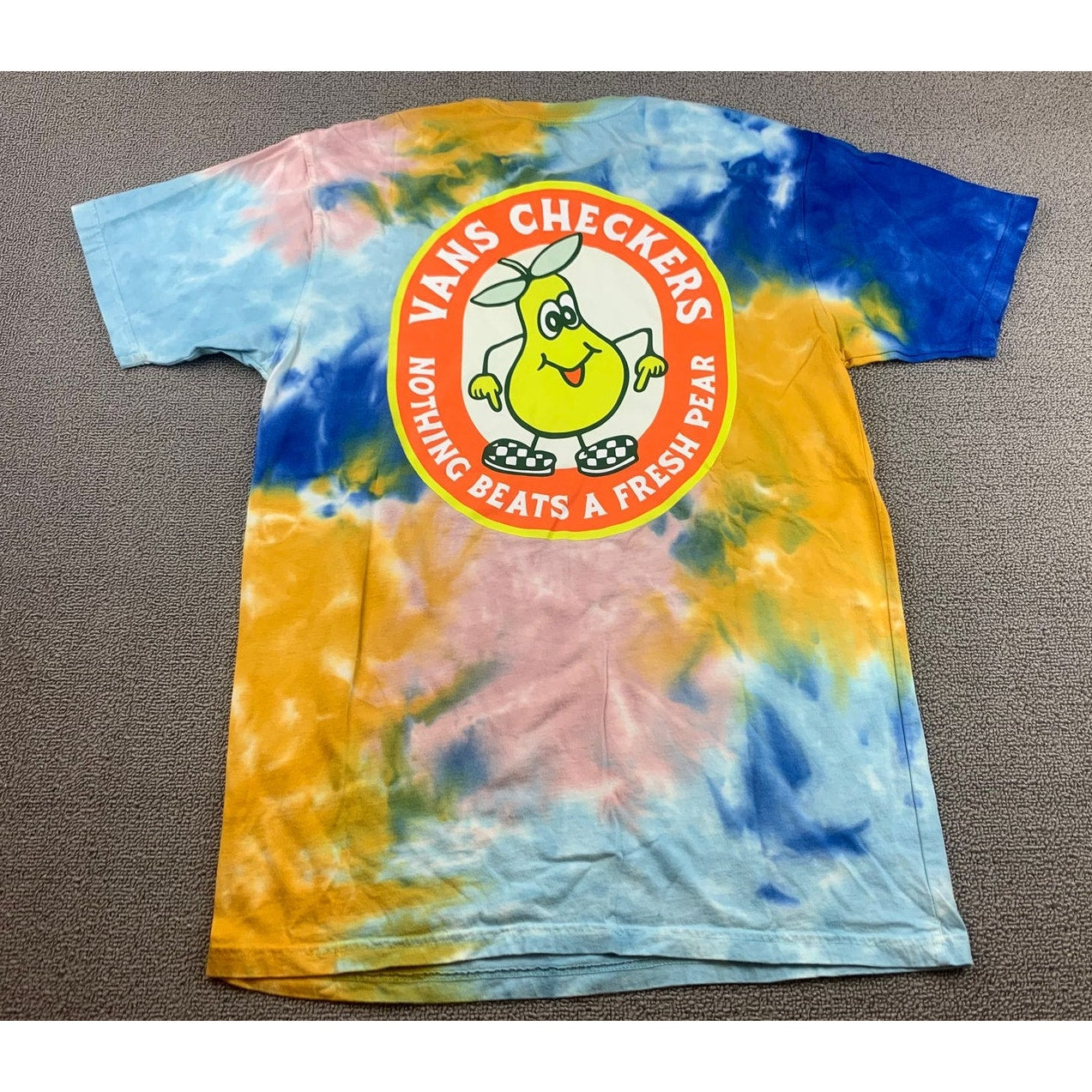 Vans Men's Medium Tie-Dye Blue Yellow Pink Graphic T-Shirt Classic Fit