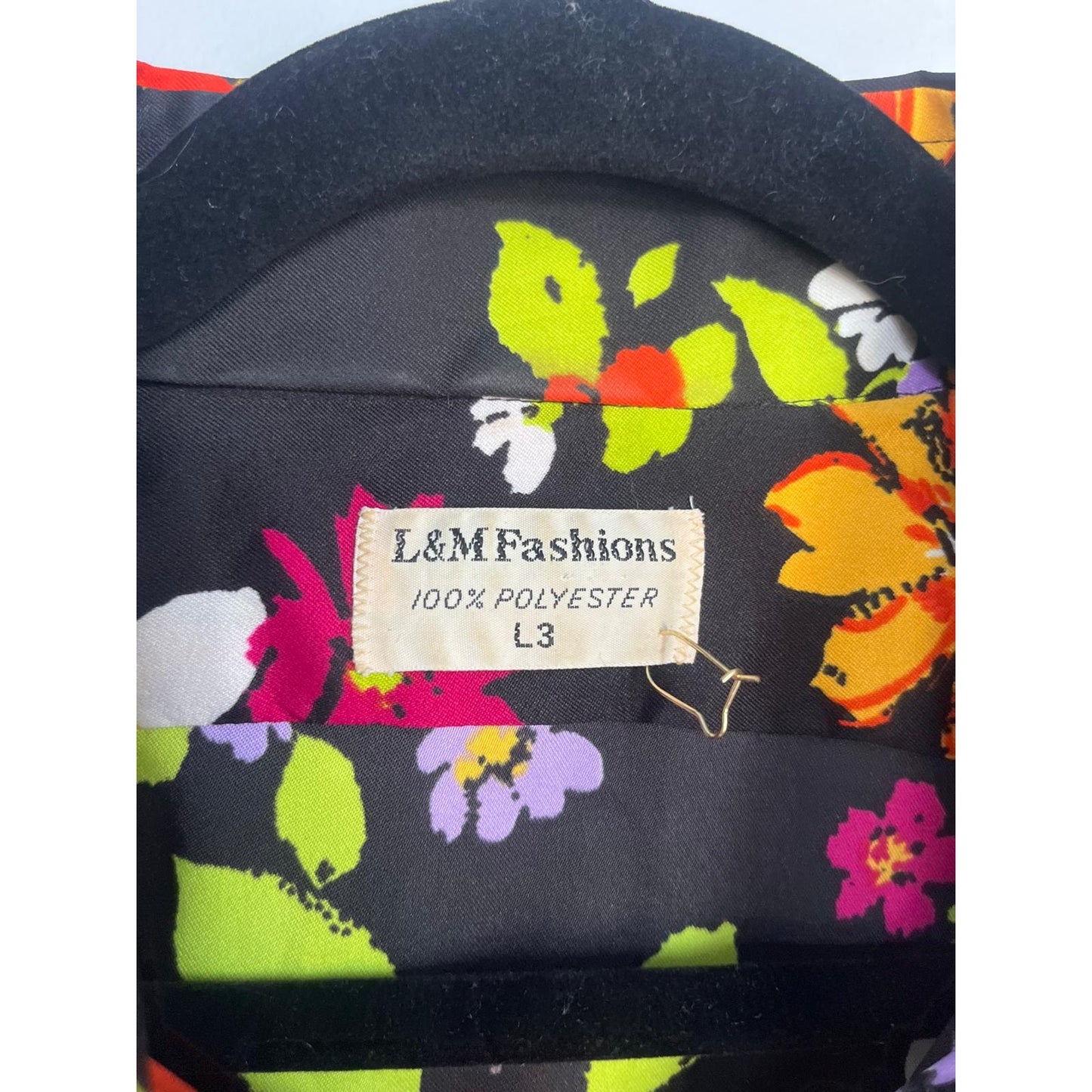 L&M Fashions Floral Shirt Men L Multicolor Long Sleeve Button Up 70s Style