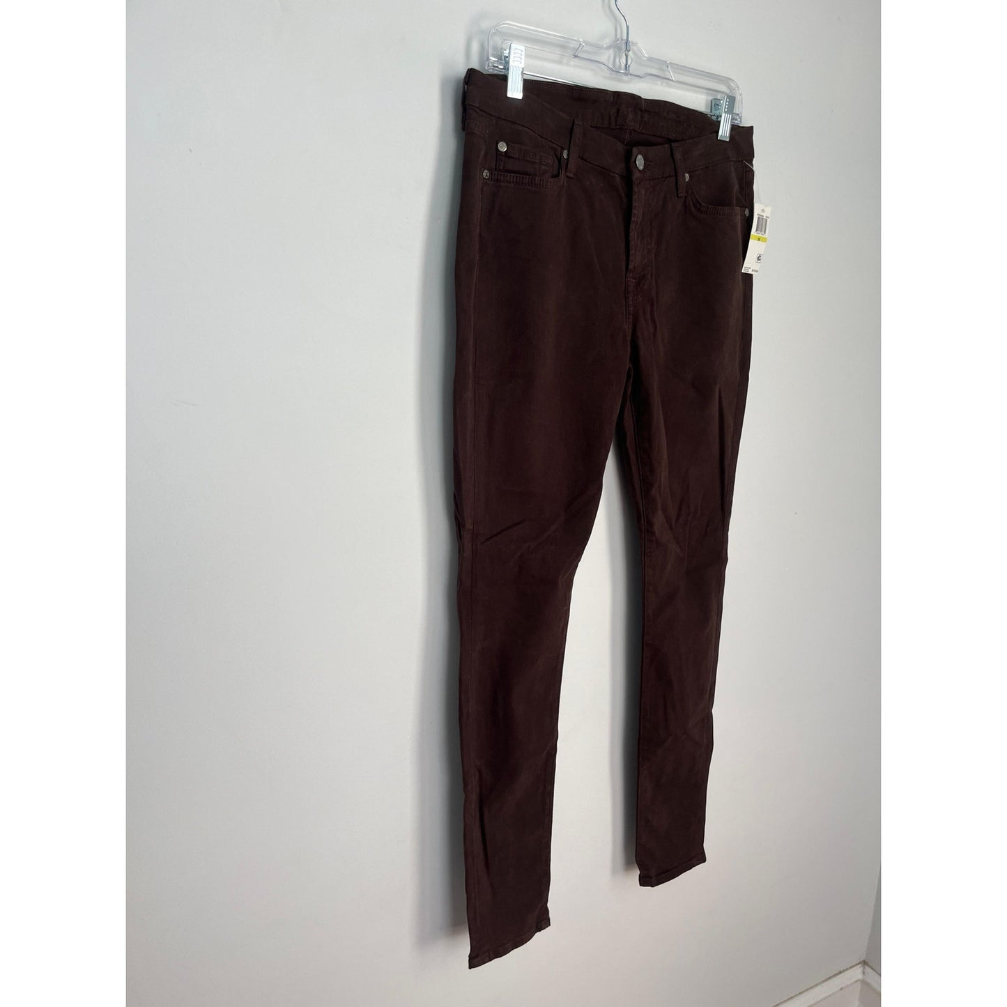 7 For All Mankind Skinny Pants Women 30 Dark Brown Velvet Stretch NWT