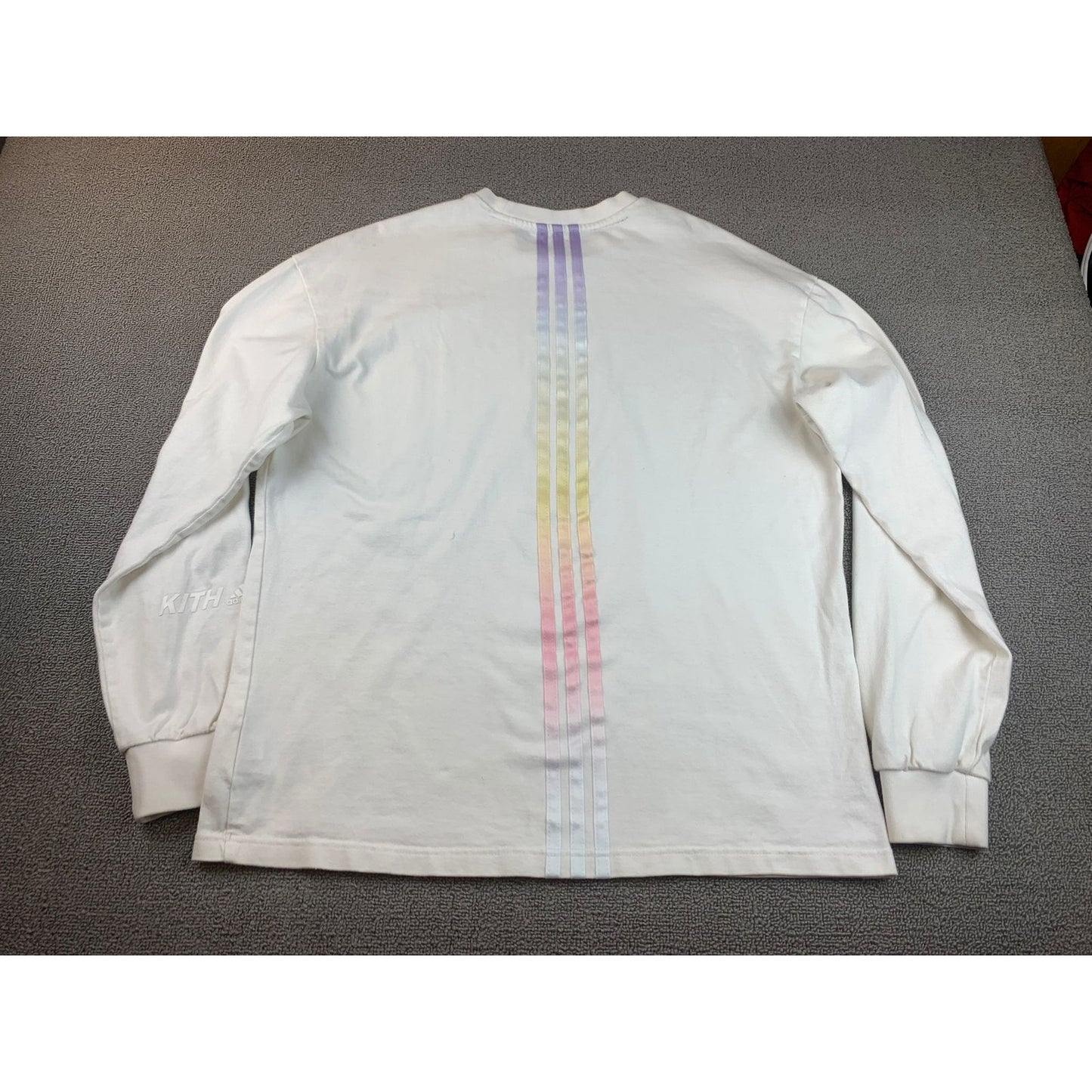 Adidas Kith Men's Medium White Striped Long Sleeve Colored Shirt Top