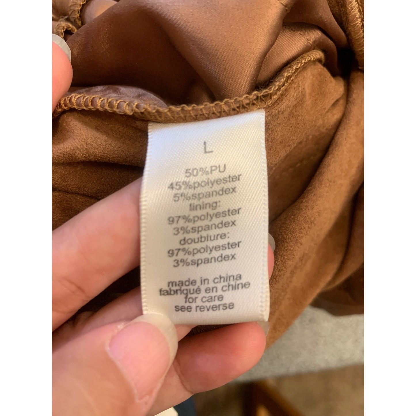Ronny Kobo Women Large Brown Faux Leather Paperbag Shorts