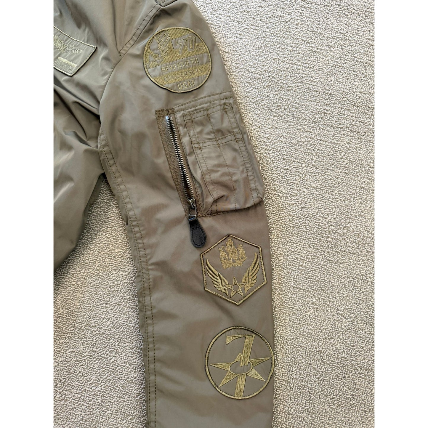 Avirex Men's M Flight Jacket Bomber Military Green Pilot Coat Authentic