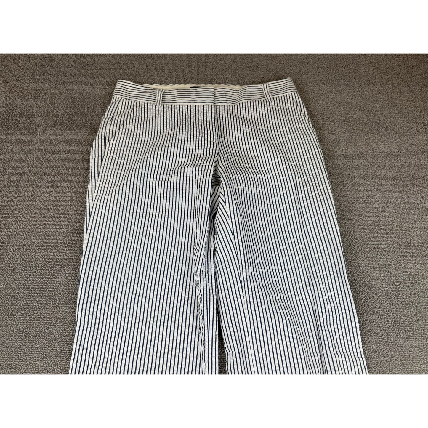 J. Crew Women's 0 Blue White Striped City Fit Bell Bottom Pants