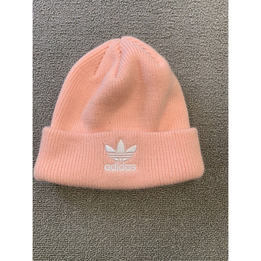 Adidas Women Pink Embroidered Adidas Logo Embroidered Knit Beanie One Size