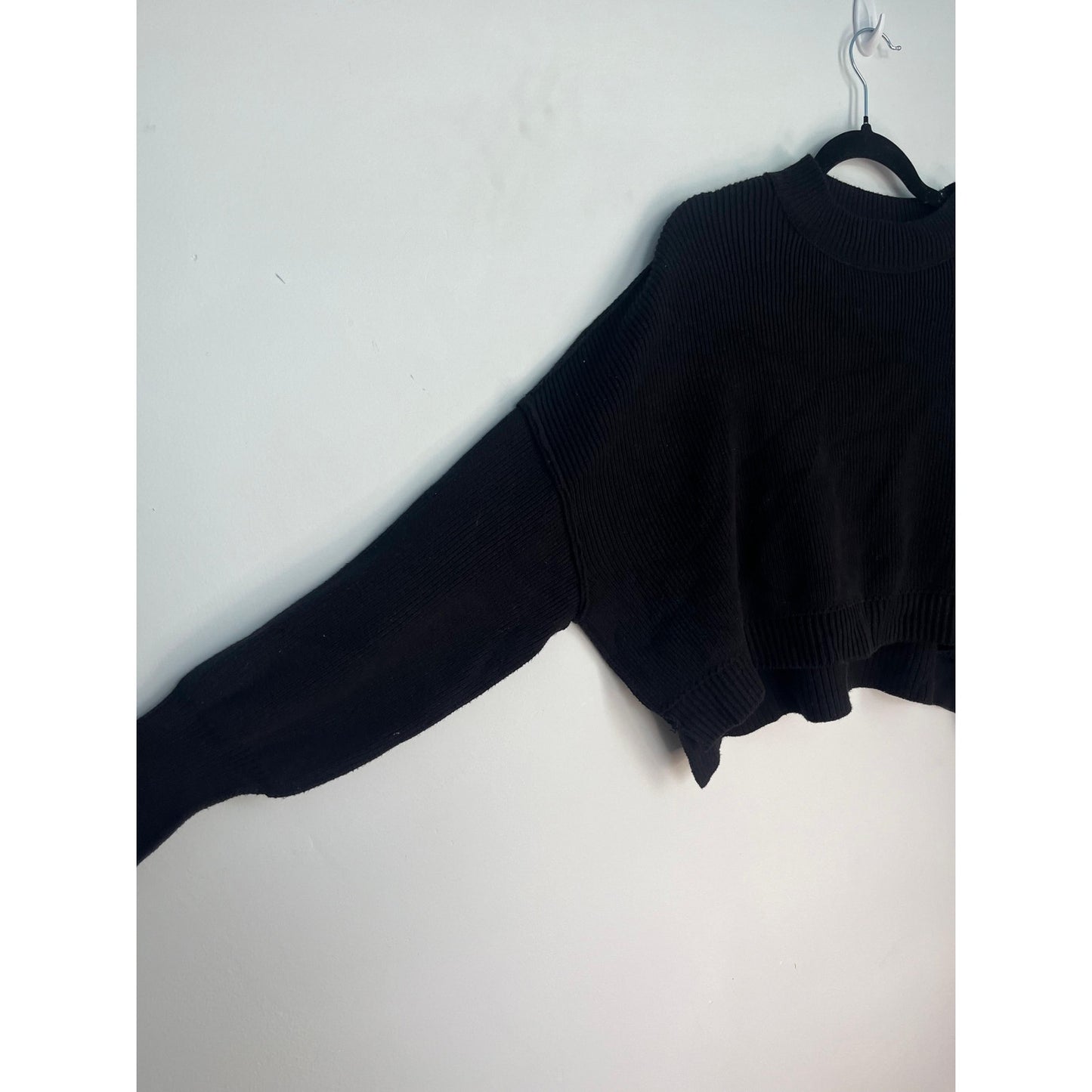 Free People Black Knit Sweater Women S Cropped Drop Shoulder Pullover