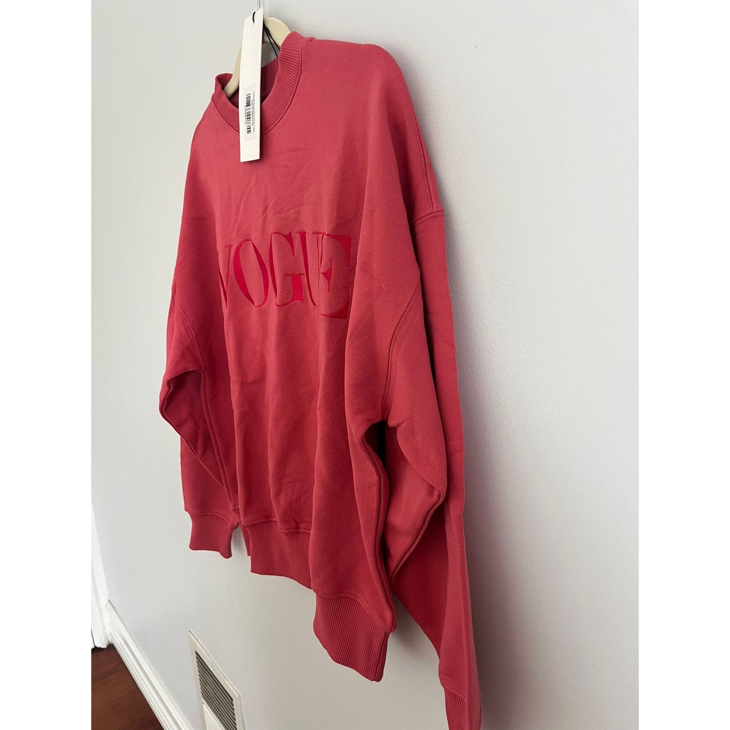 Vogue Collection Sweatshirt Women M Pink Crewneck Pullover Logo Cotton Blend