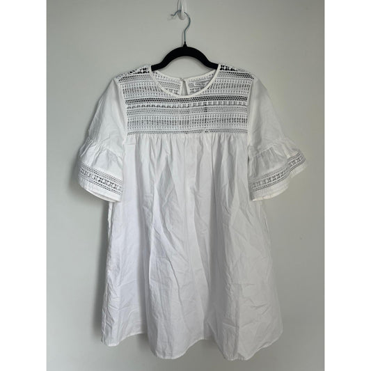 English Factory Eyelet Lace Babydoll Blouse Women Small White Short Sleeve NWT