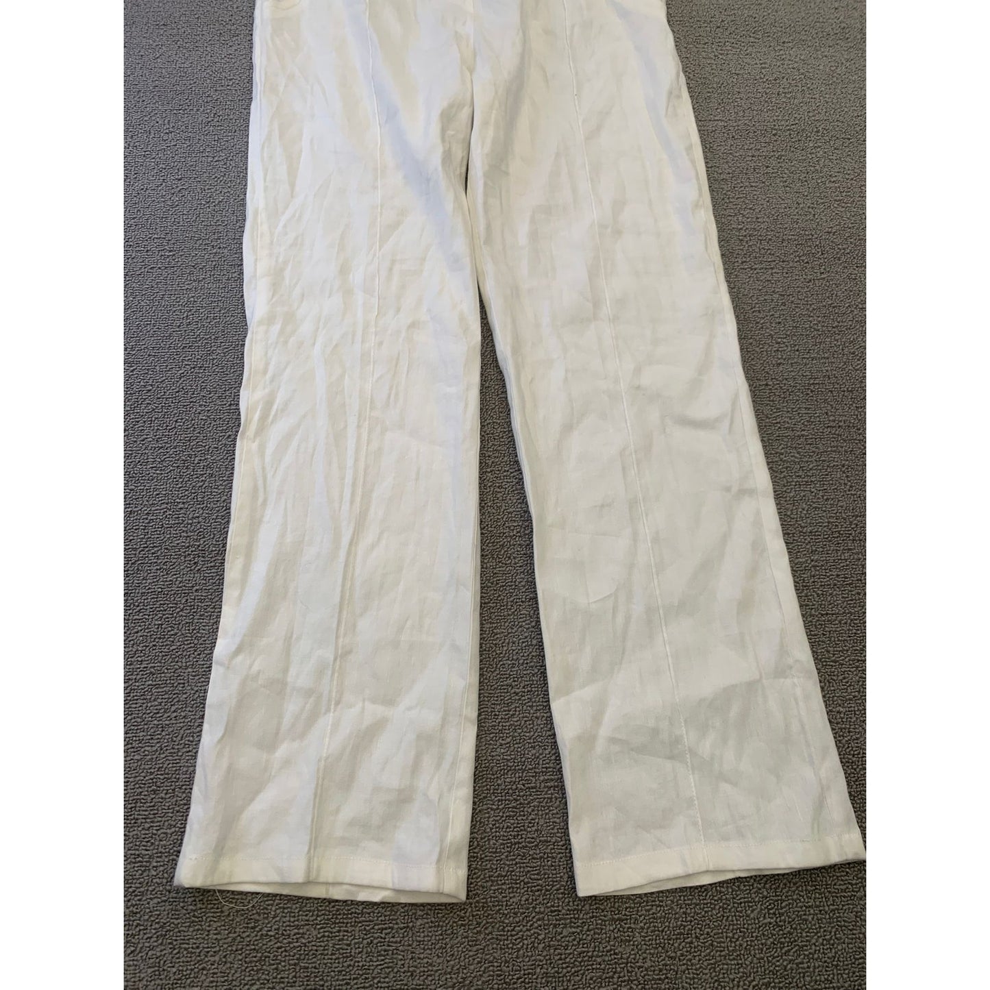 Monrow Women Medium White Wide Leg Linen Blend Pants