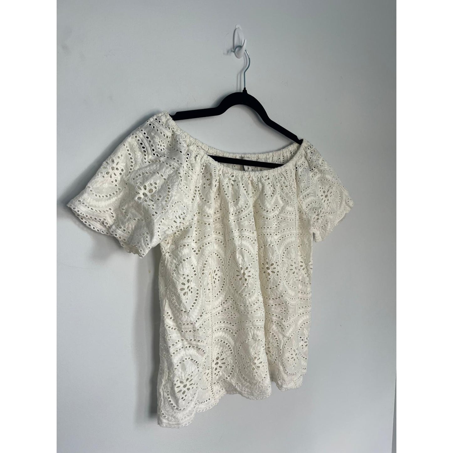 Joie Eyelet Blouse Women XS Off Shoulder White Lace Cotton Summer Top