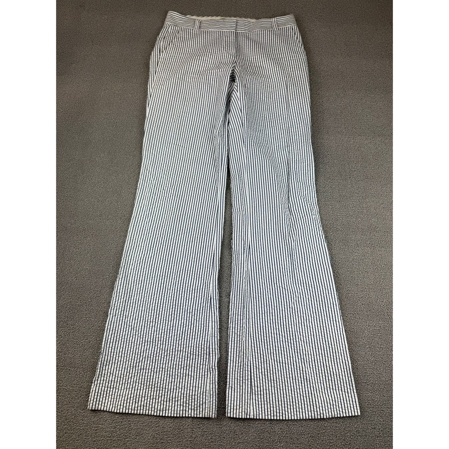 J. Crew Women's 0 Blue White Striped City Fit Bell Bottom Pants