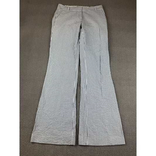 J. Crew Women's 0 Blue White Striped City Fit Bell Bottom Pants