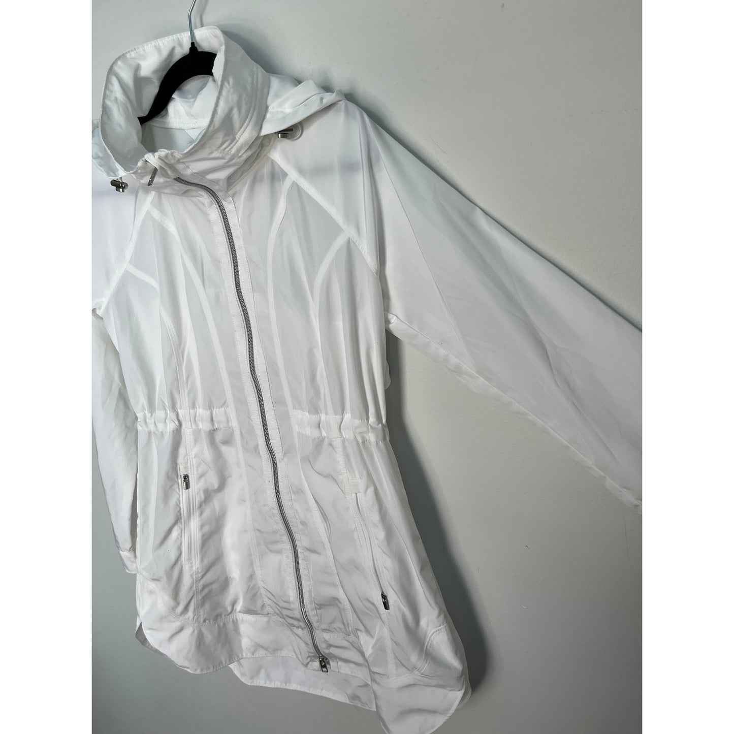 Athleta Lightweight Hooded Zip Jacket Women XS White Activewear Spring Coat