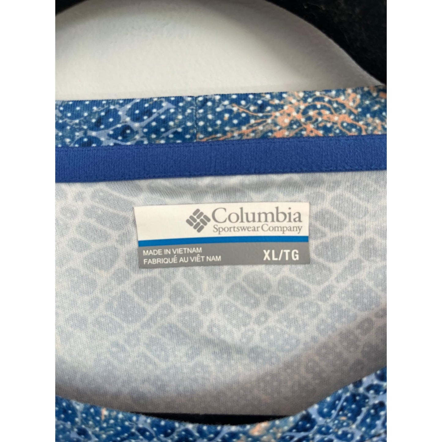 Columbia PFG Shirt Men XL Blue Snake Print Long Sleeve Fishing Top