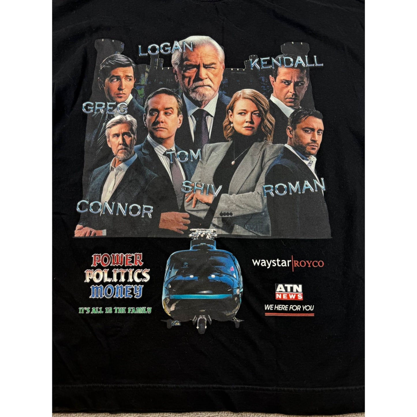 Greazy Tees Men's Large Black Succession TV Show T-Shirt Logan Roy