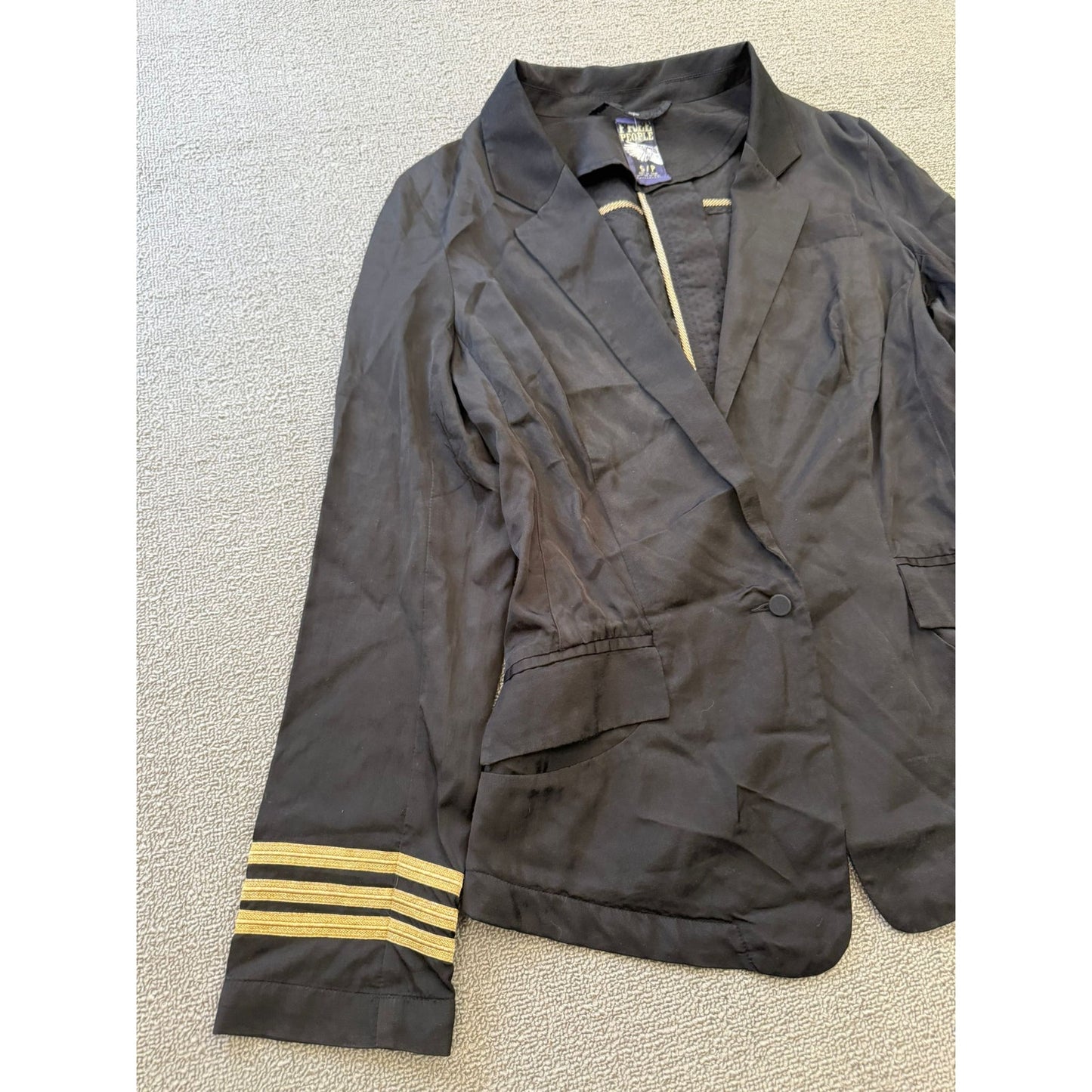 FREE PEOPLE Women's Small Black Military Style Blazer