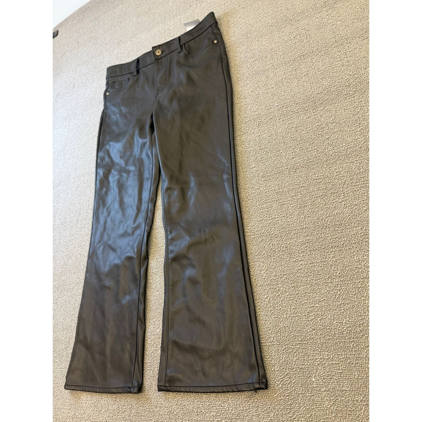 ZARA Women's Size 6 Black Faux Leather Mini Flare Pants
