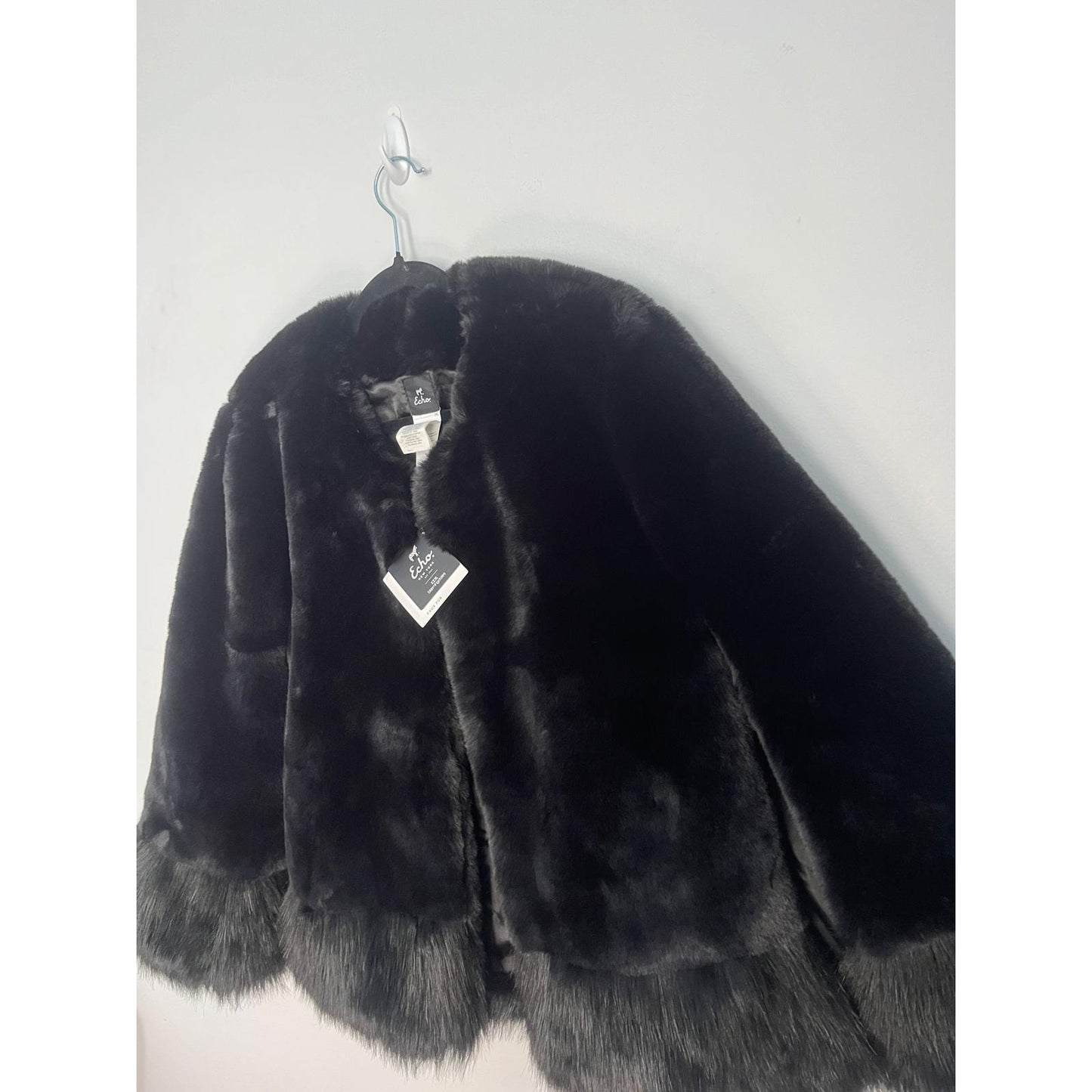 Echo Faux Fur Jacket Women One Size Black Short Bell Sleeve NWT Soft Cozy