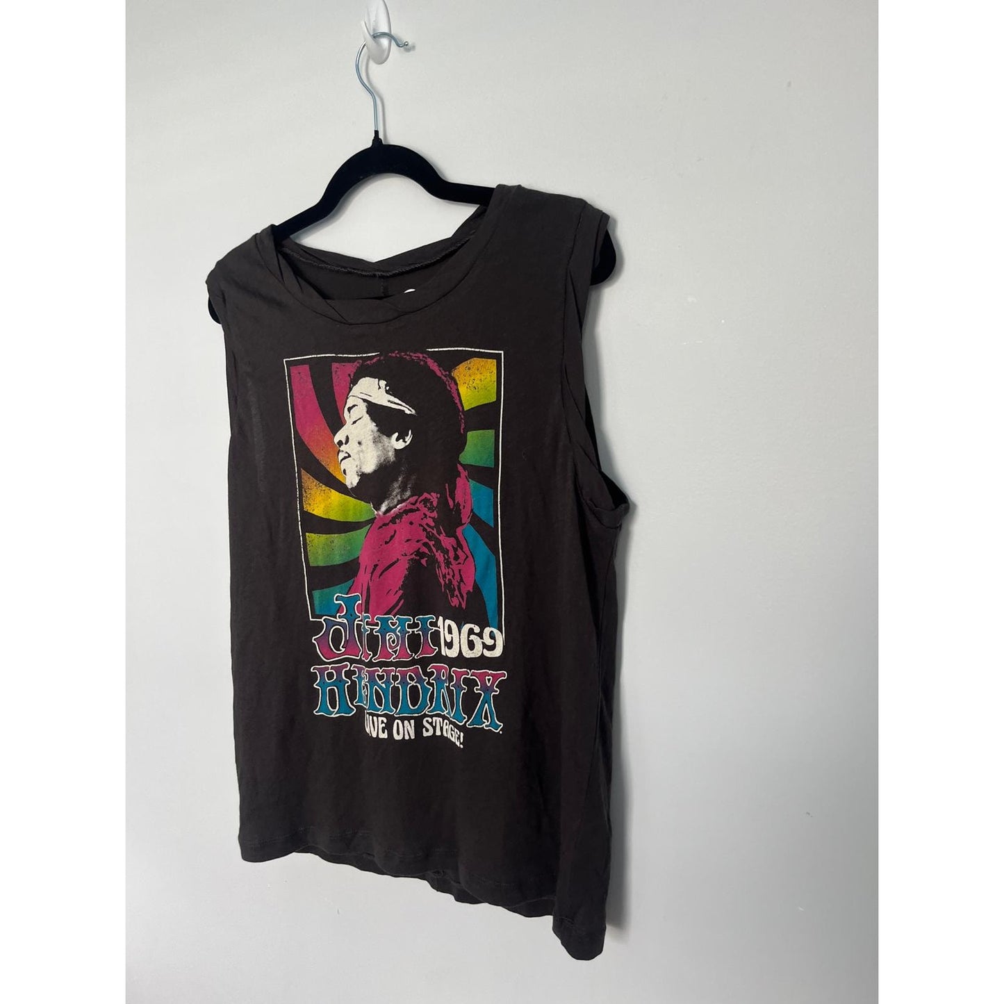 Chaser Jimi Hendrix Graphic Tank Top Womens Large Brown Retro 1969 Sleeveless