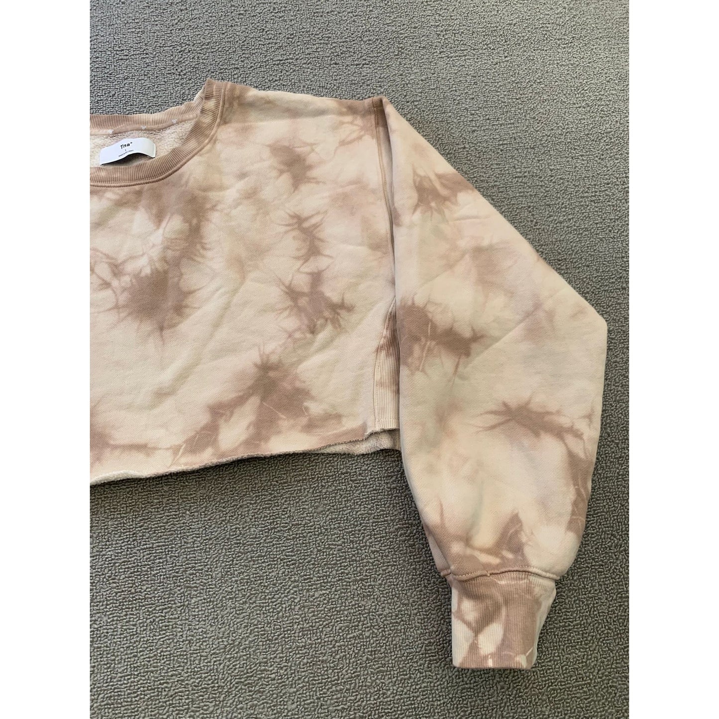 TNA Women Size 1 Brown Tie Dye Cropped Crewneck Sweatshirt