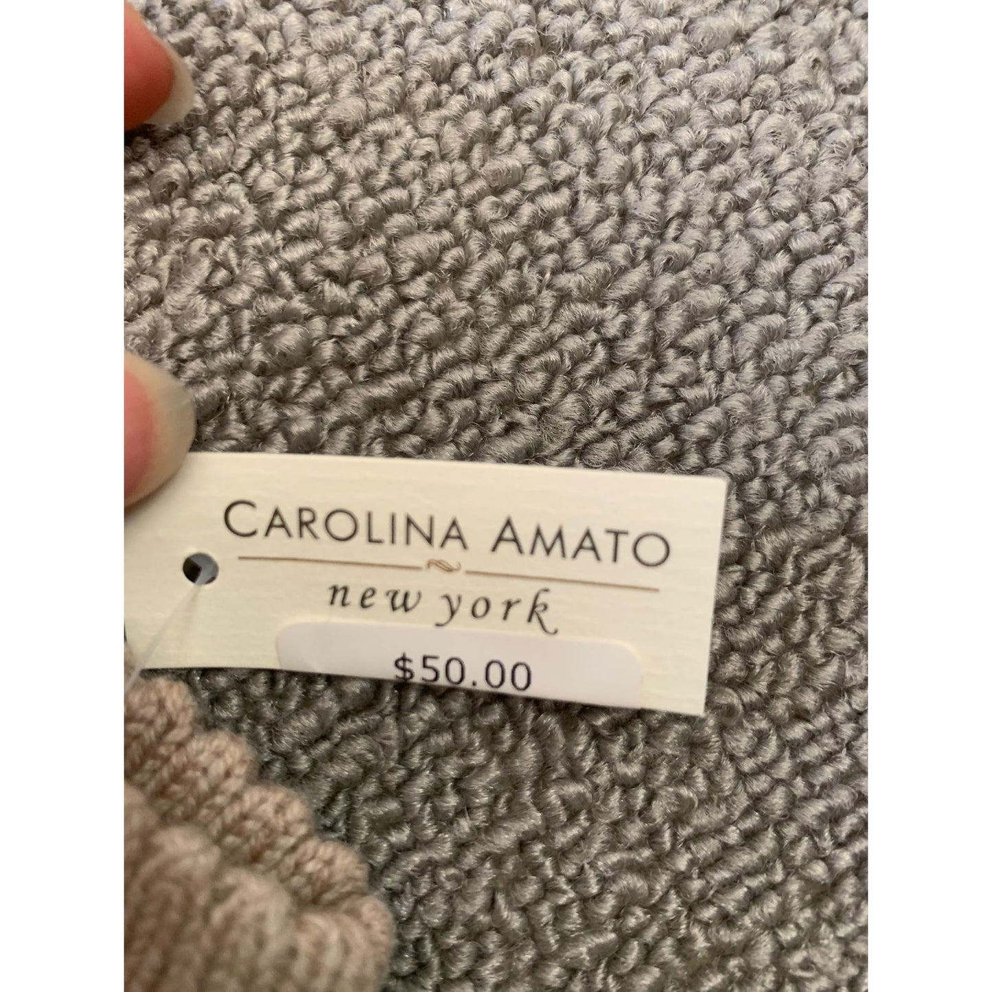 Carolina Amato Women One Size Beige Oatmeal Wool Cashmere Blend Knit Gloves