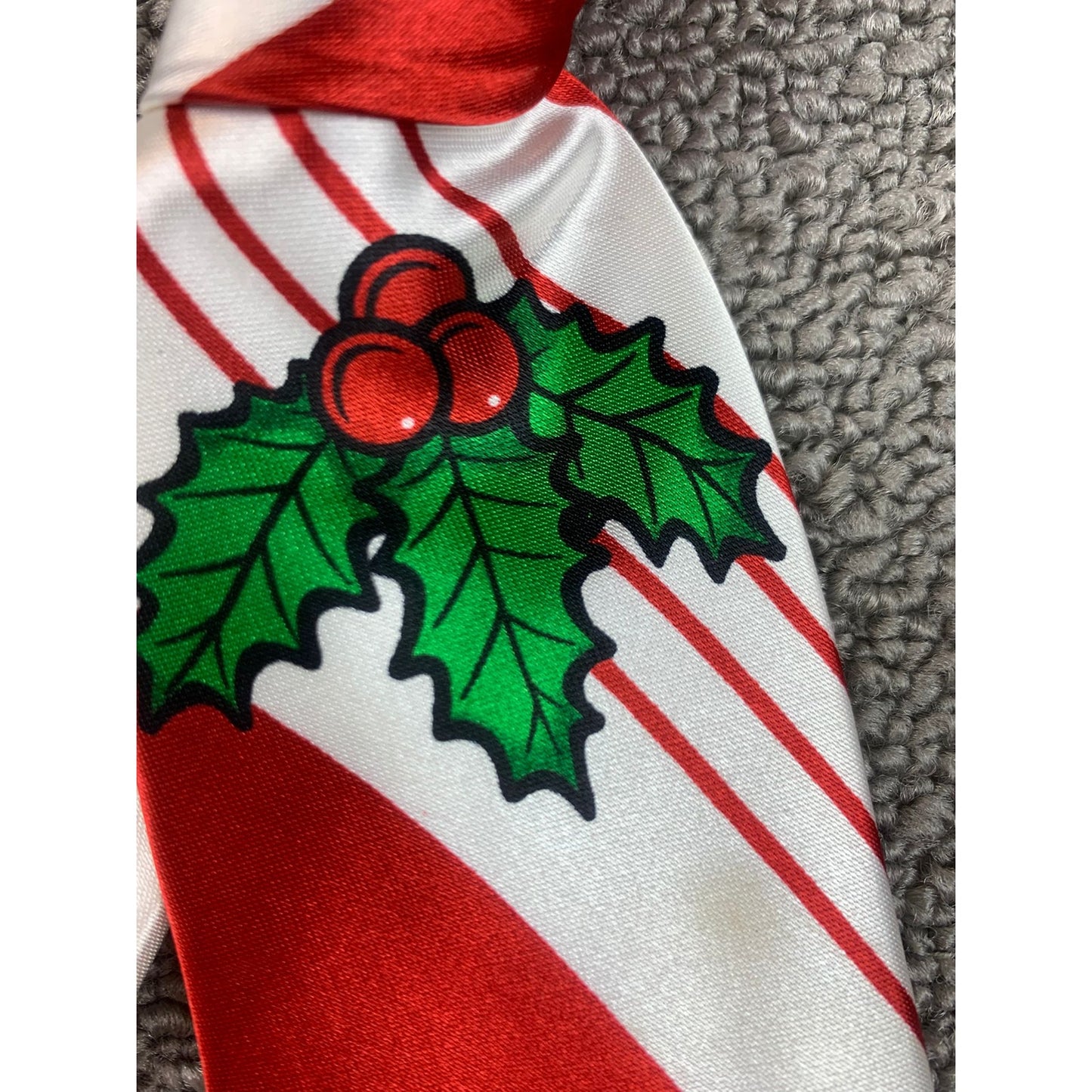 Unbranded Men Red White Christmas Holiday Striped Candy Cane Casual Tie
