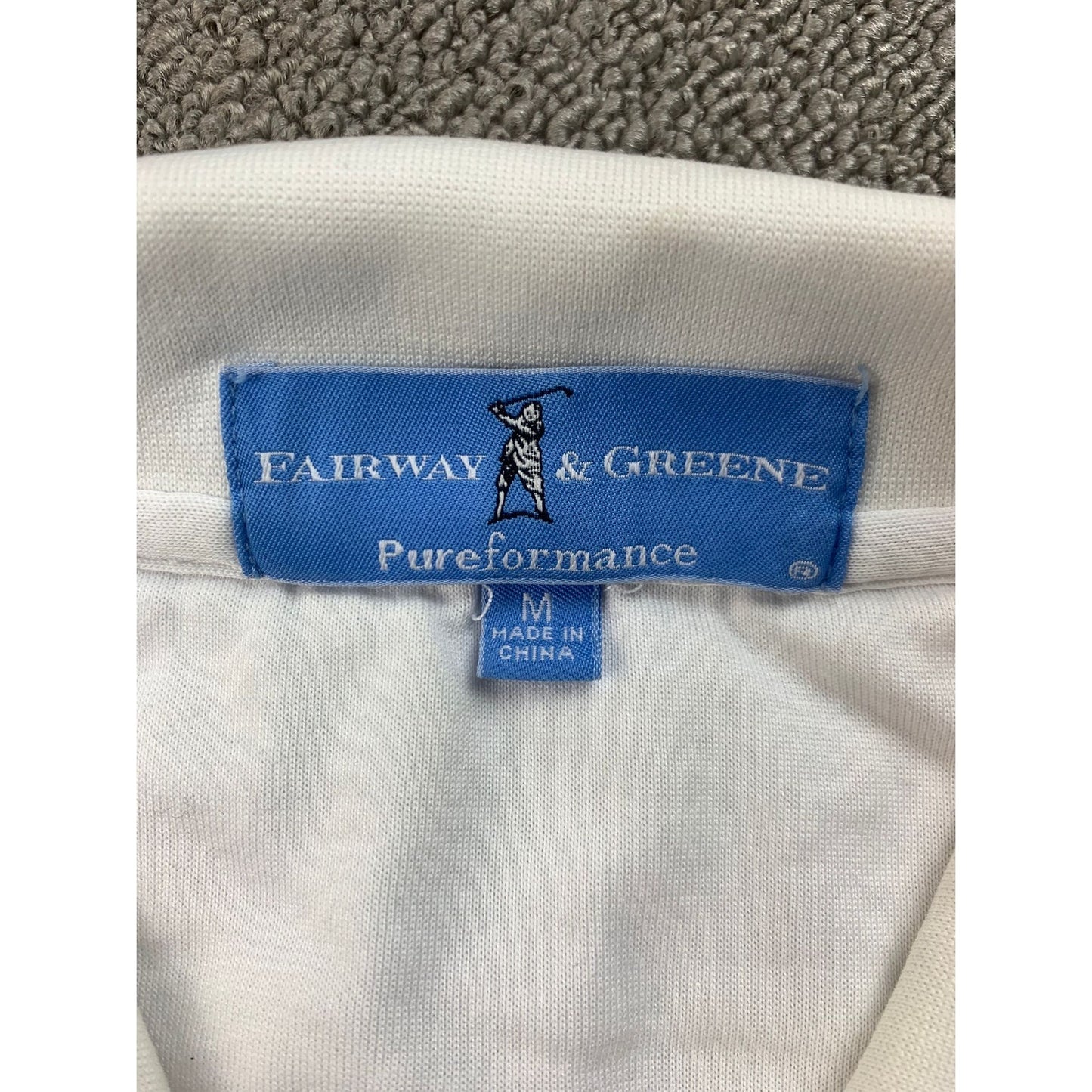 Fairway & Greene Men's M White Performance Embroidered Golf Polo Shirt Top