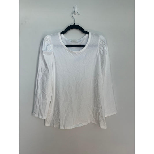 Wilfred Puff Sleeve Tee Shirt Women L White Cotton Blouse Minimalist NWT