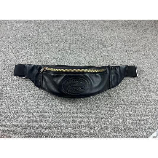 Lacoste One Size Black Leather Belt Bag Fanny Pack