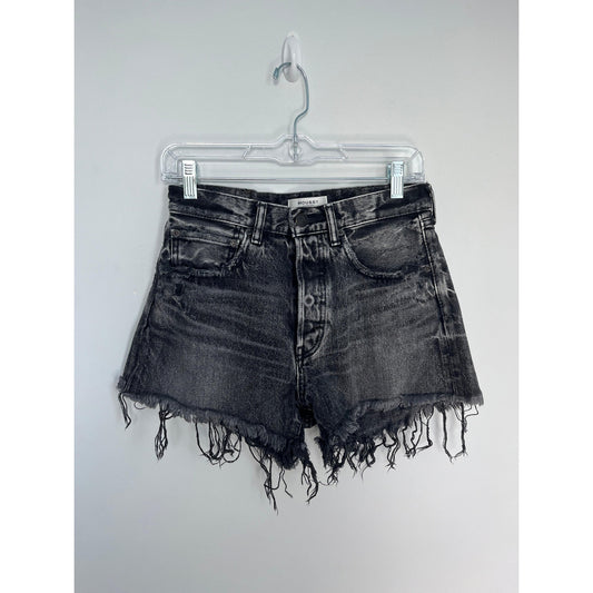 MOUSSY Vintage Denim Shorts Women 25 Black Distressed Raw Hem High Rise