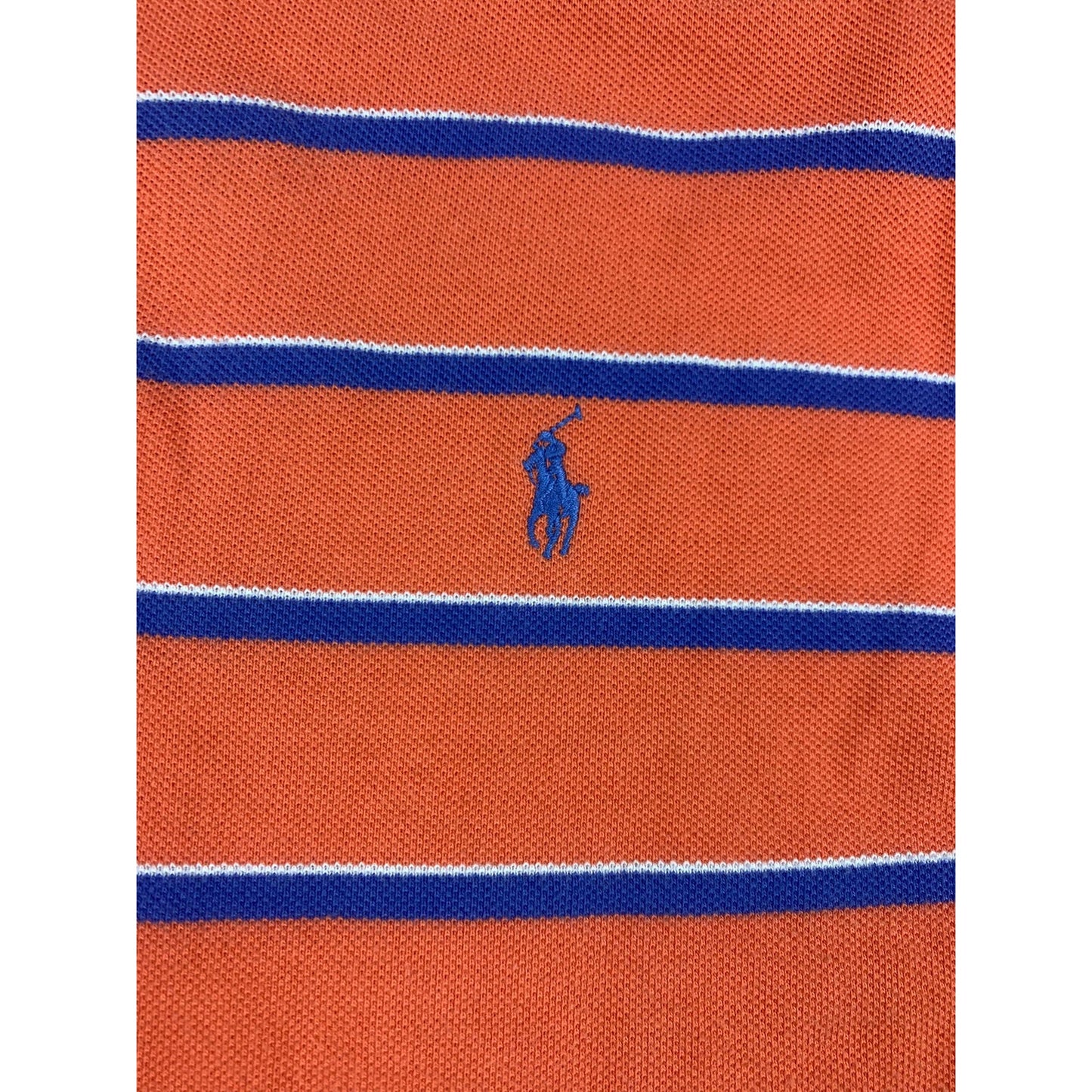 Polo By Ralph Lauren Men's L Orange Blue Striped Short Sleeve Polo Shirt