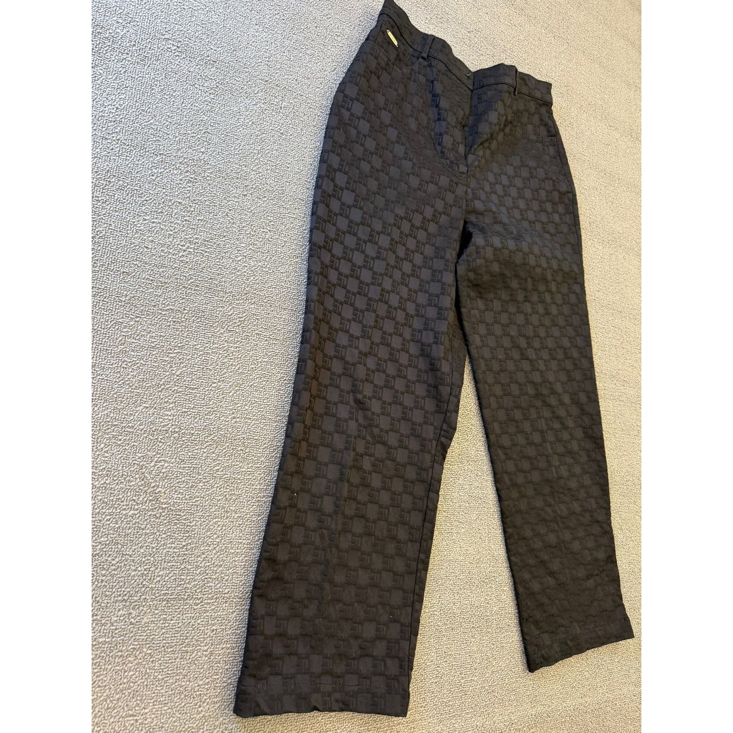 St. John Sport Essentials Women 10 Black SJ Fabric Straight Leg Dress Pants