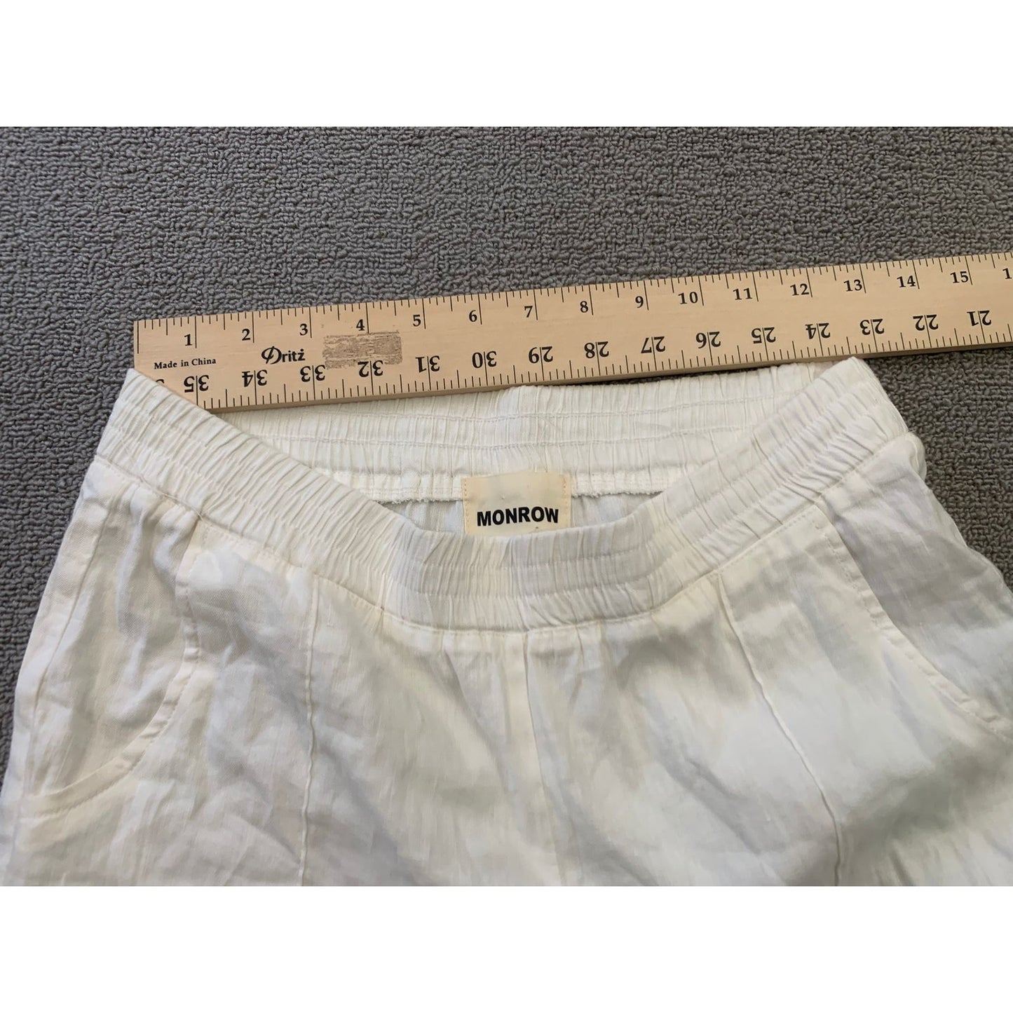 Monrow Women Medium White Wide Leg Linen Blend Pants
