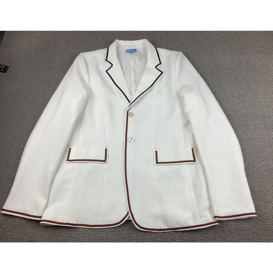 Pompomme Girls 14Y White Black Trim Single Button Blazer