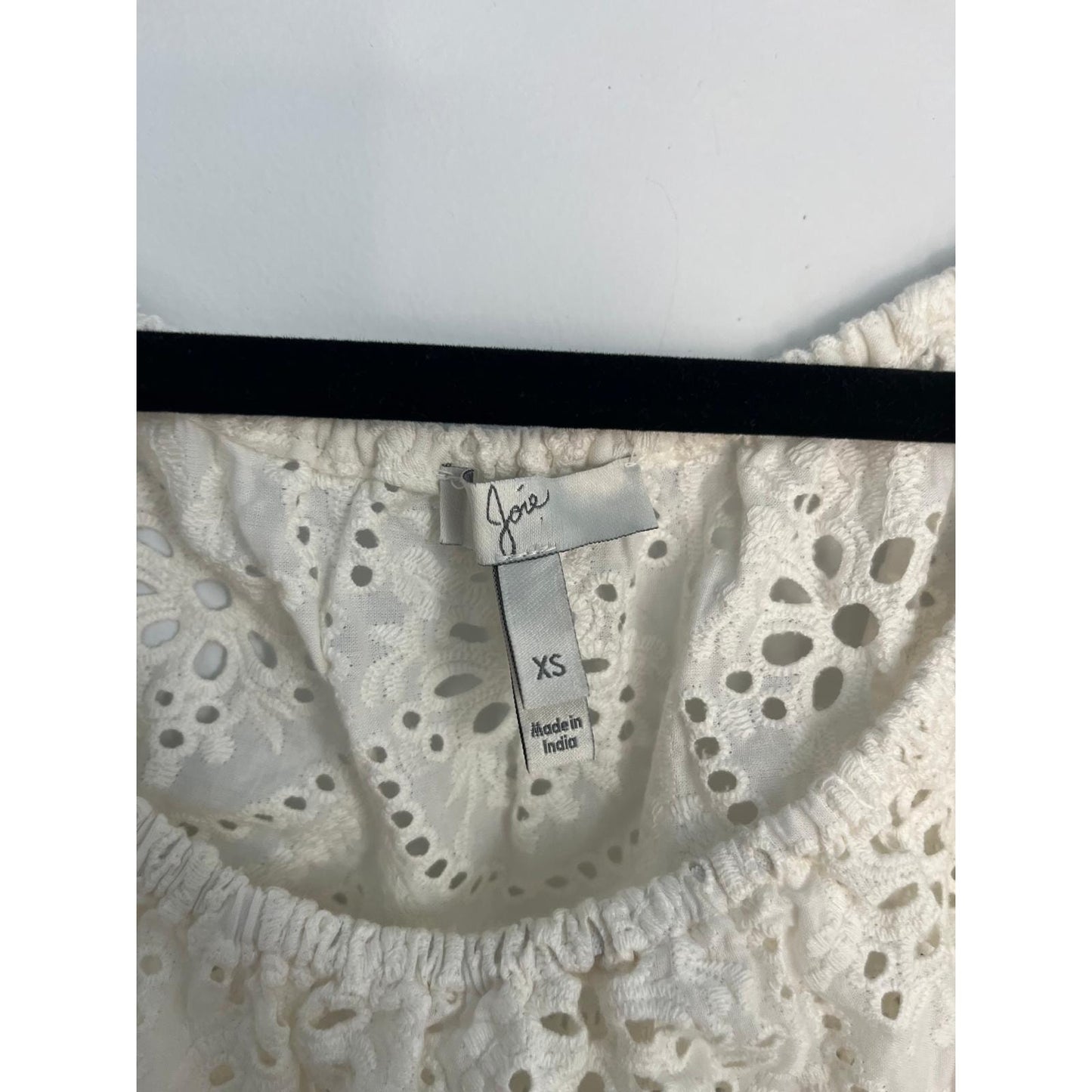 Joie Eyelet Blouse Women XS Off Shoulder White Lace Cotton Summer Top
