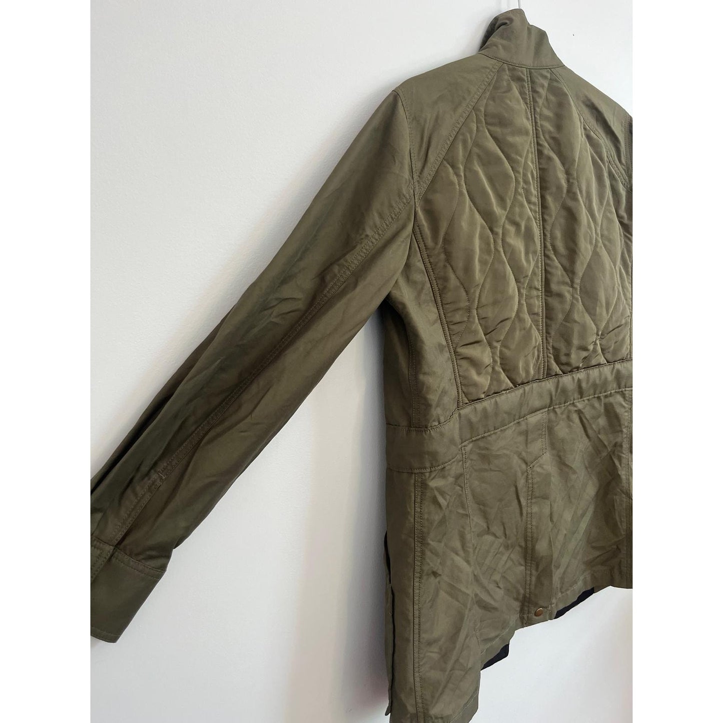 Club Monaco Jacket Women M Green Utility Zip Front Pockets Lightweight