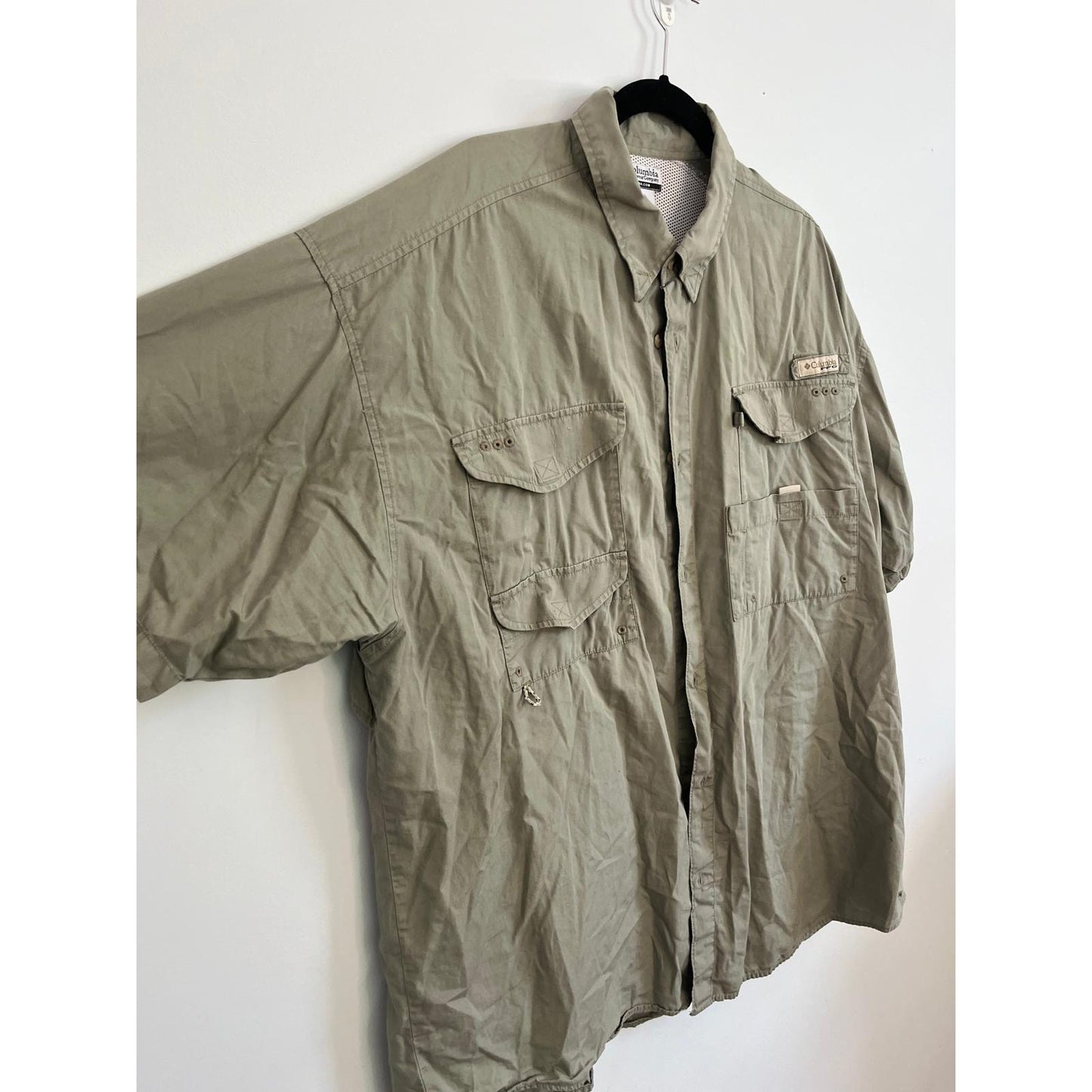 Columbia PFG Shirt Men XXL Green Short Sleeve Vented Fishing Outdoor