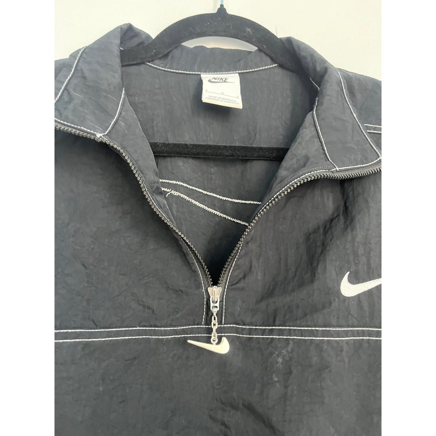 Nike Quarter Zip Mini Dress Women L Black Athletic Dress With Contrast Stitching