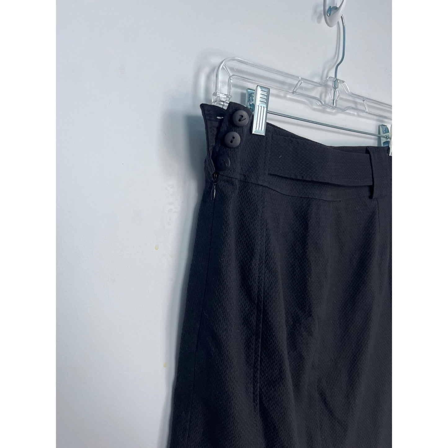 Nanette Lepore Pencil Skirt Women 4 Black Textured Belted High Waist Career
