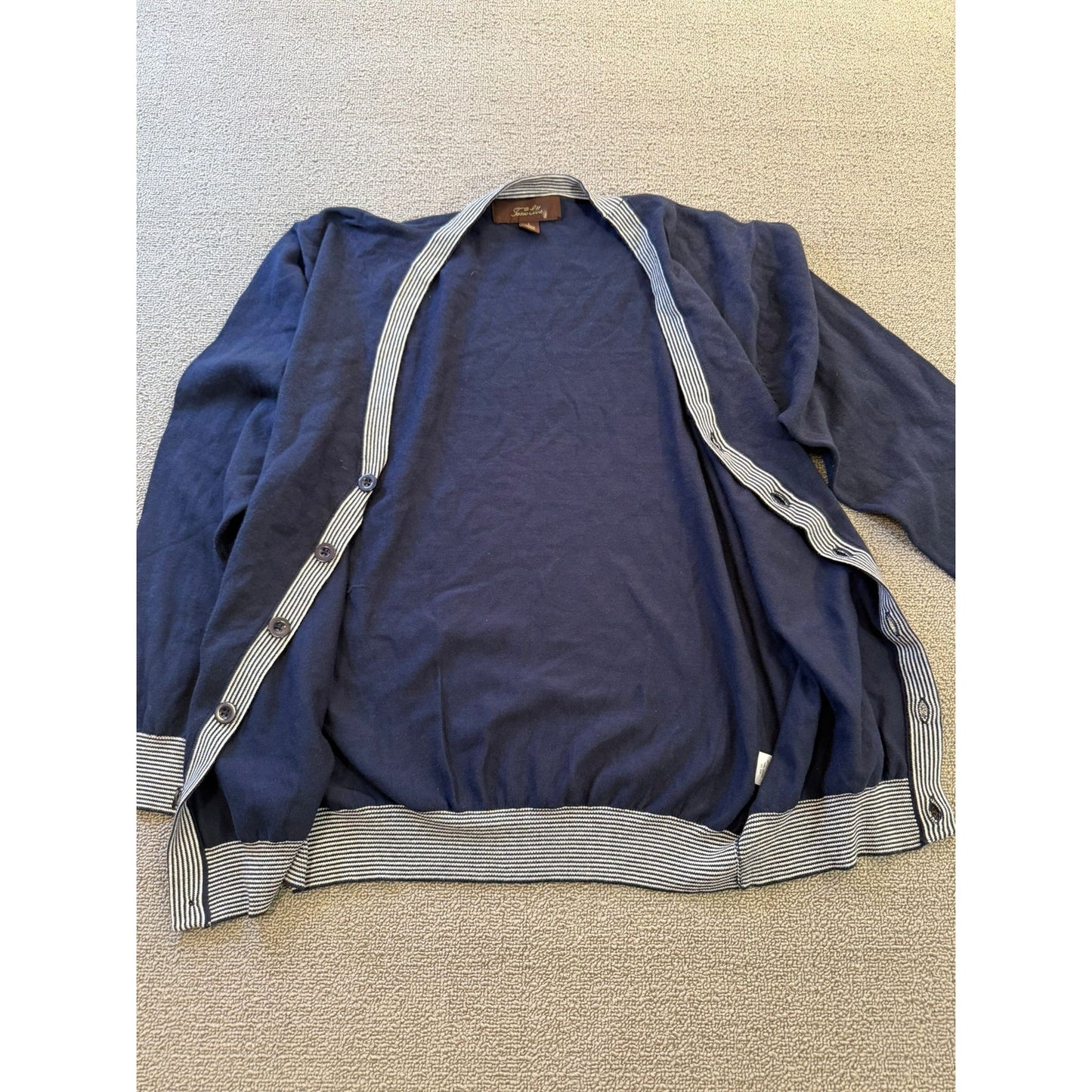 Tasso Elba Large Mens Navy Supima Cotton Striped Cardigan