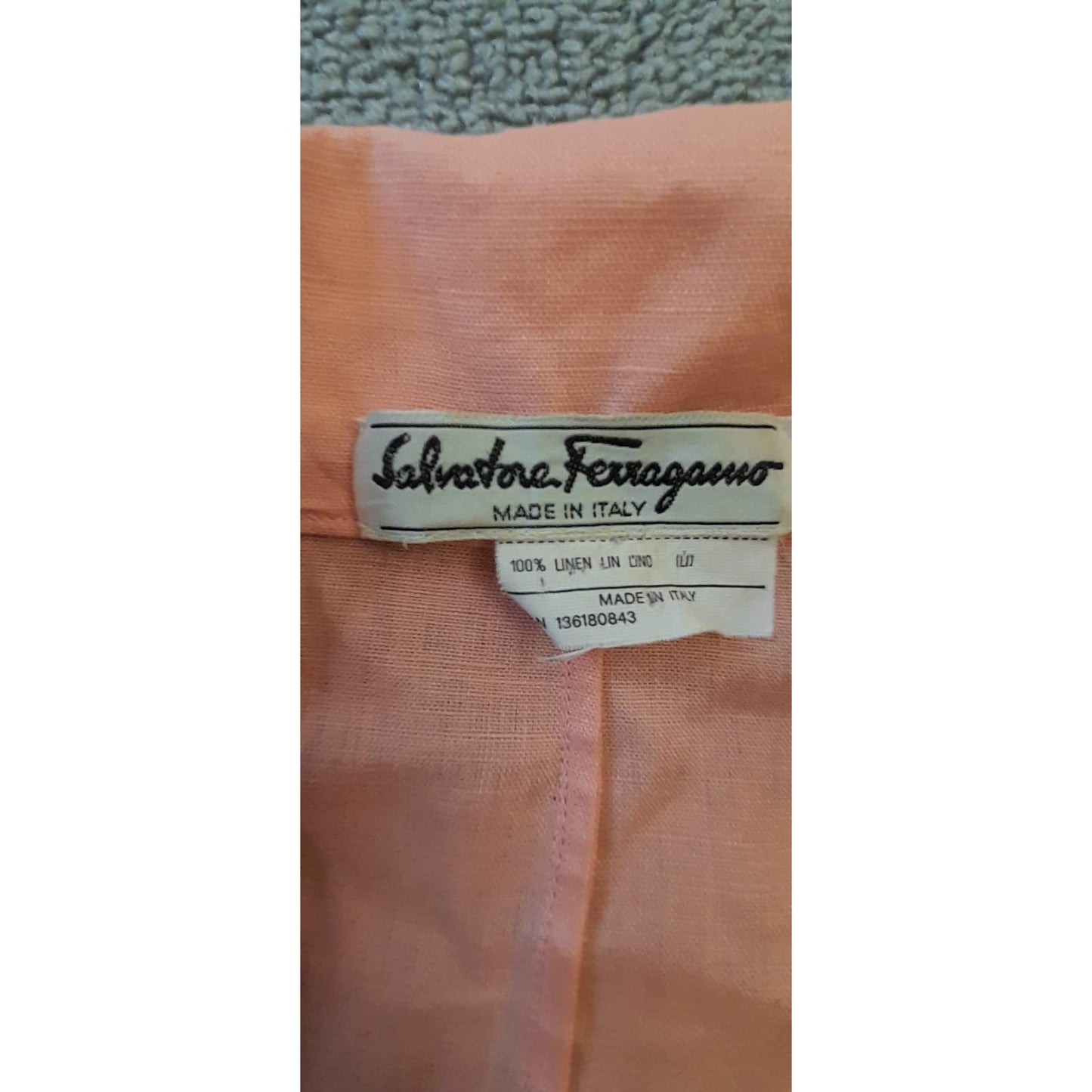 Salvatore Ferragamo Womens Linen Salmon Peach Button Jacket/Shirt