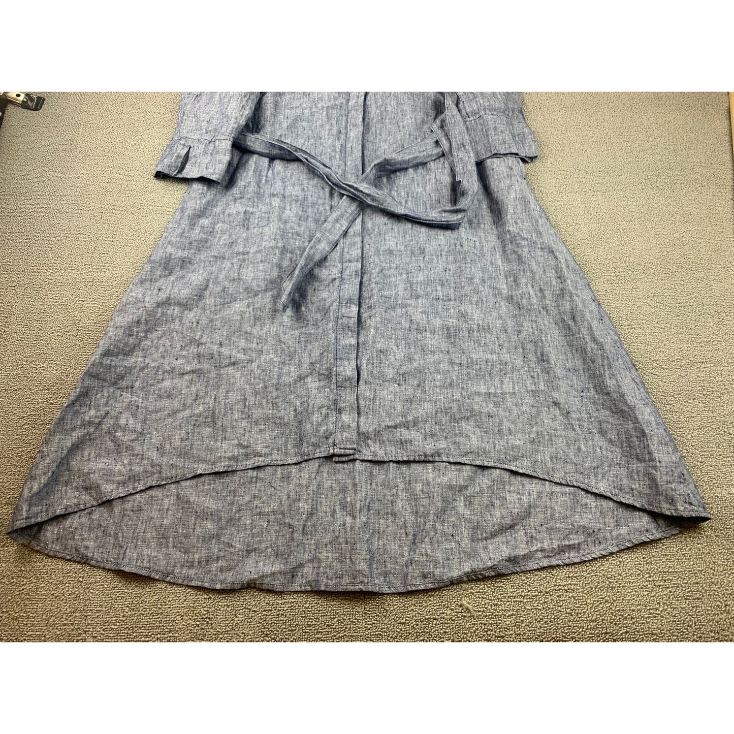 Saks Fifth Avenue Women's S Blue Linen Heathered Collared Shirt Dress
