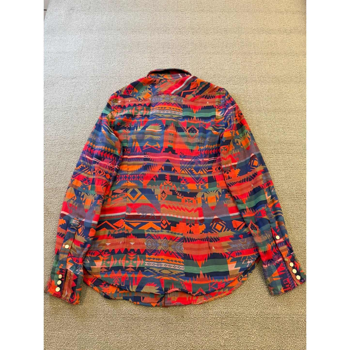 Polo Ralph Women Lauren Southwestern Aztec Navajo Western Shirt Large L Snap Button